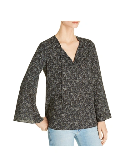 Le Gali Jani Womens Printed Bell Sleeves Blouse In Grey