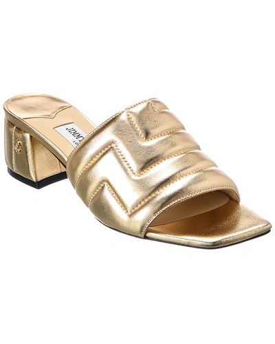 Jimmy Choo Themis 45 Leather Sandal In Gold