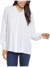 NYDJ WOMENS CHIFFON BUTTON FRONT PEASANT TOP