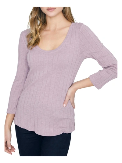 Sanctuary Womens Ribbed Scoop Neck Top In Purple