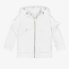GIVENCHY GIRLS WHITE 4G LOGO ZIP-UP TOP