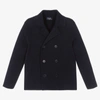 IL GUFO BOYS NAVY BLUE KNITTED COTTON CARDIGAN