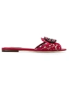 Dolce & Gabbana Crystal Lace Flat Sandals In Red