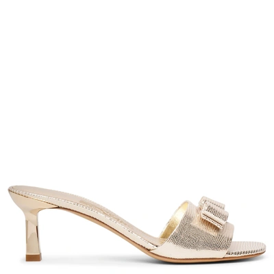 Ferragamo Glo 55 Platine Mules In Beige