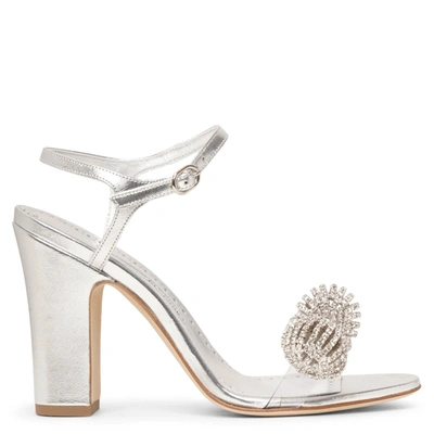 Manolo Blahnik Elhob 105 Crystal-embellished Pvc And Metallic Leather Sandals In Silver