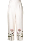 VILSHENKO EMBROIDERED FLOWER CROPPED TROUSERS,RT17T103AISABELLA11972546