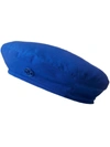 Maison Michel Modern Flat Crown Beret In Soft Fabric In Blue