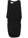 Saint Laurent Gathered Jersey Mini Dress In Black