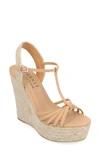 Journee Collection Yara Tru Comfort T-strap Espadrille Wedge Platform Sandal In Tan