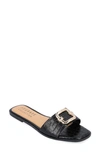 Journee Collection Tur Comfort Joarie Croc Embossed Sandal In Black