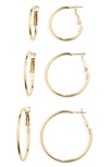 Bp. Set Of 3 Hoop Earrings In Gold
