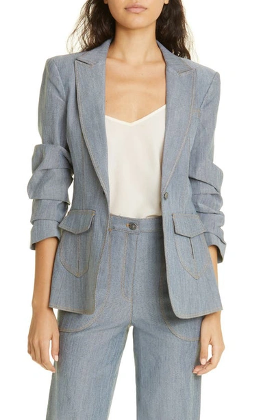 Cinq À Sept Cinq A Sept Louisa Single Breasted Blazer In Light Indigo