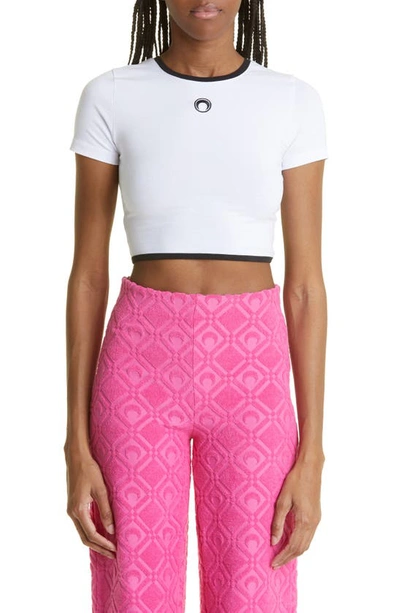 Marine Serre Embroidered-motif Crop Top In White