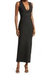Bebe Deep V-neck Bandage Sweater Dress In Black