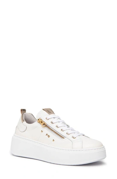 Nerogiardini Side Zip Platform Sneaker In White