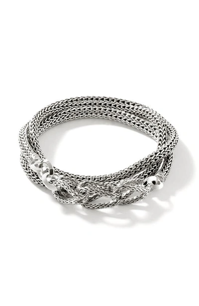 John Hardy Asli Link Triple Wrap Bracelet In Silver