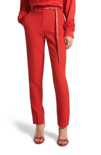 Michael Kors Samantha Double Crepe Sablé Slim-leg Pants In Red