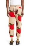 Jw Anderson Tapered Fleece Joggers In Beige/ Red