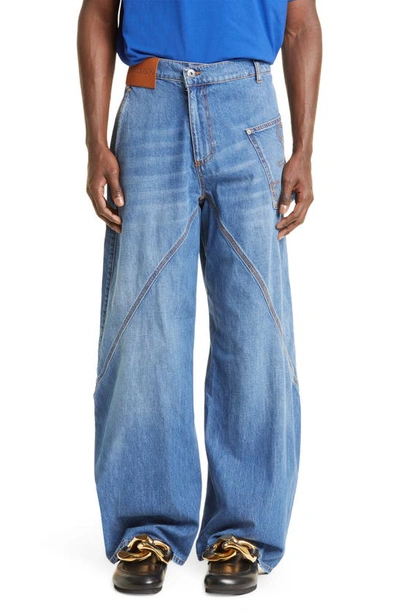 Jw Anderson J.w. Anderson Twisted Workwear Denim Pants In Light Blue