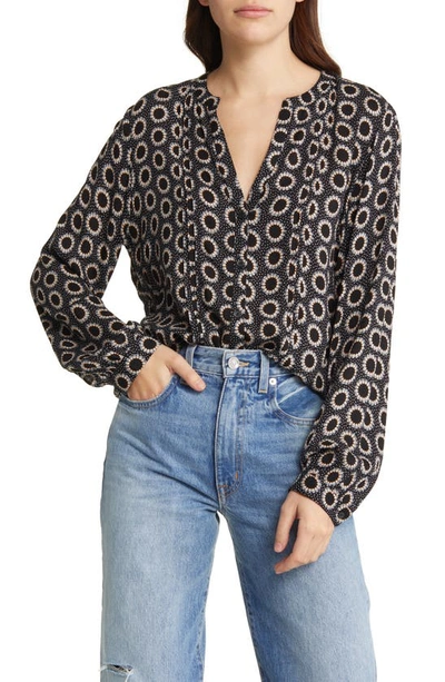 Treasure & Bond Floral Long Sleeve Peasant Blouse In Black Lou Medallion