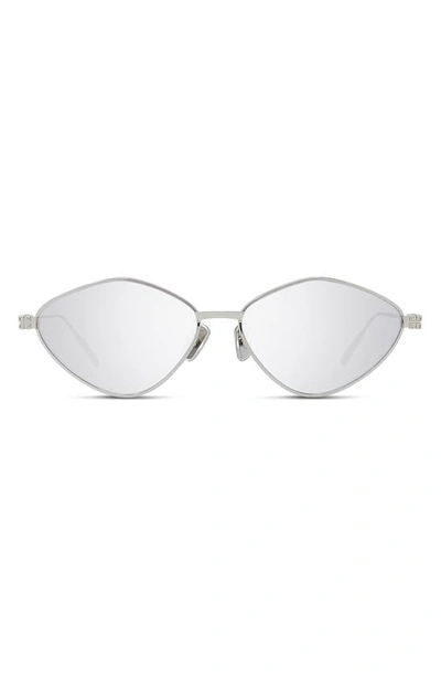 Givenchy Gv Speed 57mm Geometric Sunglasses In Shiny Palladium