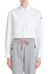 Moncler Cropped Button-front Shirt With Drawcord Hem In White