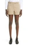 Thom Browne Piece Dyed Cotton Gabardine Sack Shorts In Khaki