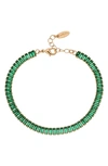 Ettika Crystal Baguette Chain Anklet In Green