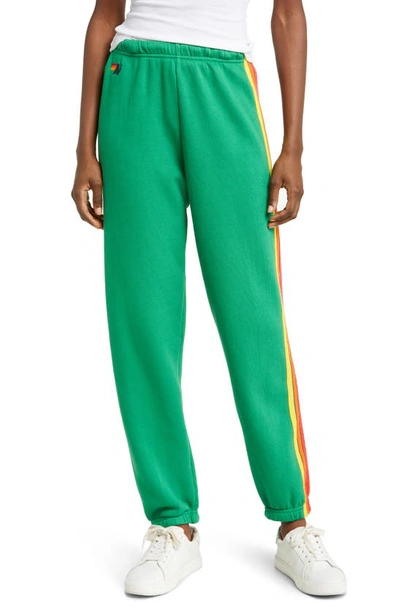 Aviator Nation Stripe Sweatpants In Kelly Green Yellow Purple