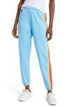 Aviator Nation Rainbow-stripe Sweatpants In Sky Yellow Purple