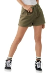 Free People Billie Front Pleat Chino Shorts In Willow