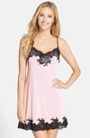 Natori Enchant Lace-trim Chemise In Pink/black