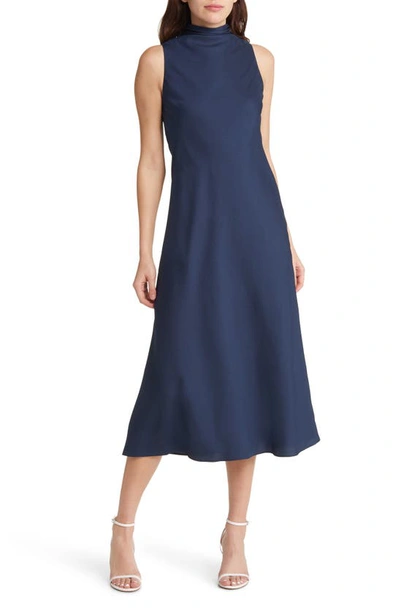 Ted Baker Eleanar High Cowl Neck Midi Dress In Blue