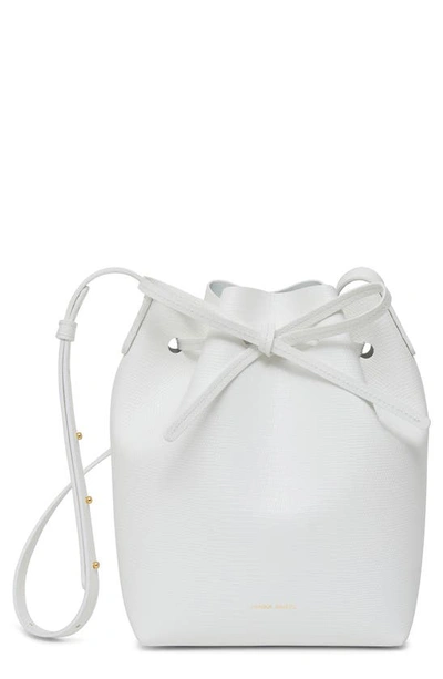 Mansur Gavriel Mini Drawstring Leather Bucket Bag In Bianca