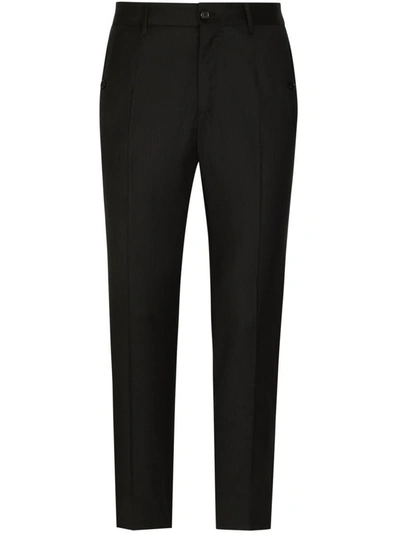 Dolce & Gabbana Button Detailed Tailored Trousers In Black