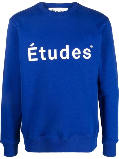 Etudes Studio Logo-print Crew Neck Sweatshirt In Blue