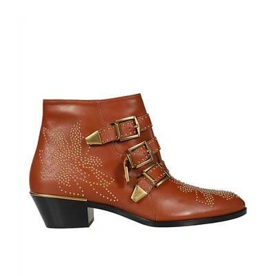 Chloé Leather Cowboy Punk Boots In Brown