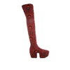 Prada Jaquard Embroidered Boots In Red
