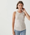 Michael Stars Halley Ribbed Tank With Ruching In Cement