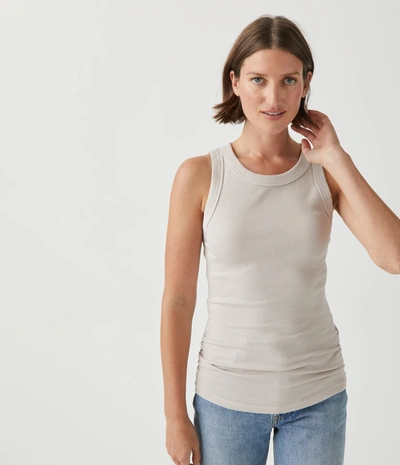 Michael Stars Halley Ribbed Tank With Ruching In Cement