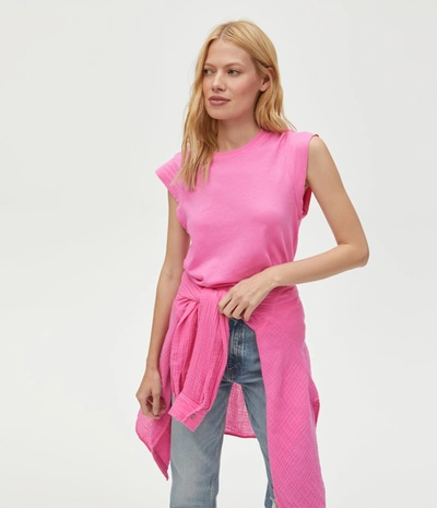 Michael Stars Joey Power Shoulder Tee In Cement