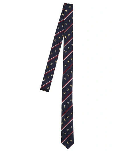 Thom Browne Seidenkrawatte Mit Bienen In Navy
