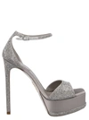 René Caovilla Anastasia 130 Crystal Pearl Platform Sandals In Silver