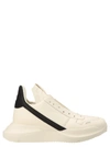 Rick Owens Geo Geth Leather High-top Sneakers In White/black