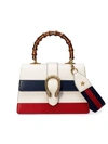 Gucci Dionysus Bamboo Medium Paneled Leather Tote In White
