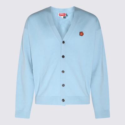 Kenzo Floral-patch Button-up Cardigan In Turquoise