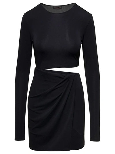 THE ANDAMANE BLACK ASYMMETRIC CUT-OUT MINIDRESS IN POLYESTER WOMAN