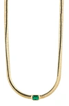 Nadri Omega Collar Necklace In Gold With Emerald