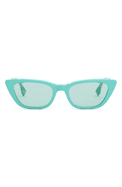 Fendi Baguette Anniversary 53mm Cat Eye Sunglasses In Shiny Blue