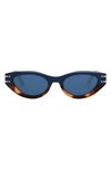 Dior 51mm Cat Eye Sunglasses In Shiny Blue / Blue